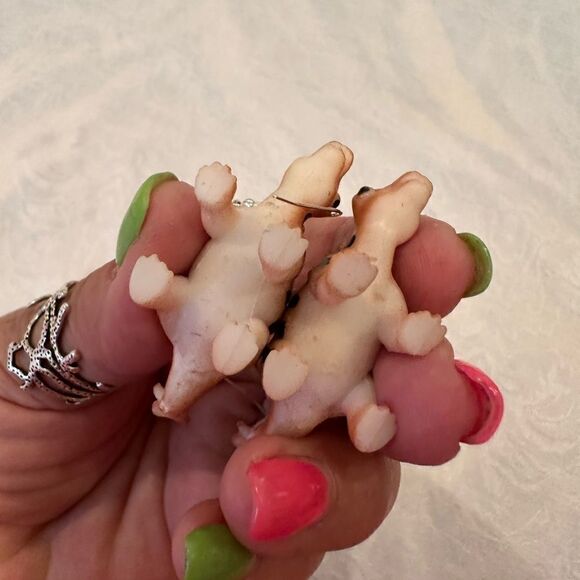 Earrings Pierced Dinosaur Silver Dangly Exaggerated Handmade Costume Jewelry - Picture 3 of 8